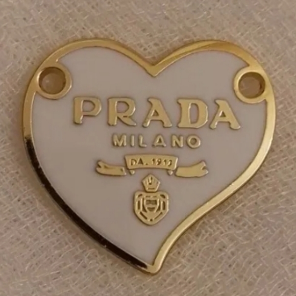 Prada Jewelry - PRADA CHARM GOLD TONE/WHITE — MADE IN ITALY STAMPED ON BACK, 22X24MM